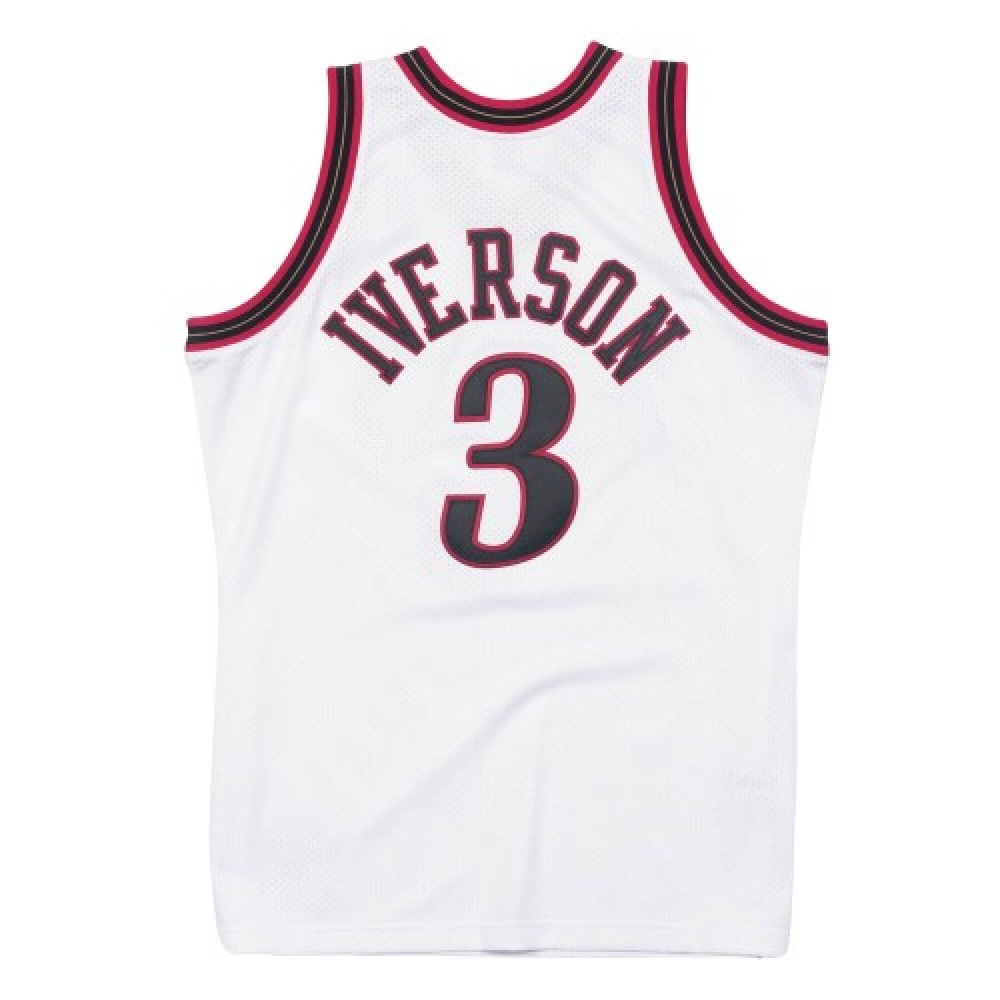 Men's Philadelphia 76ers Allen Iverson #3 Throwback White 1997-98 Hardwood Classics Jersey-Pro Kit Vault | Brand New 26/27 Sports Jerseys